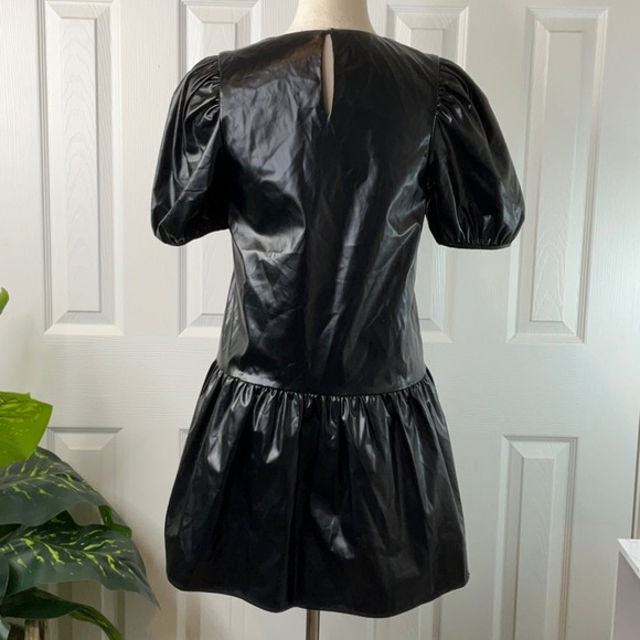 English Factory - NEW Puff Sleeve Faux Leather Mini Dress Size S - Picture 5 of 15